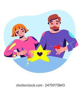 Teamwork. Unity and support between colleagues concept. Flat vector isolated on white background