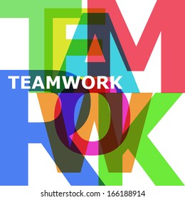 Teamwork - Vector Abstract Color Text