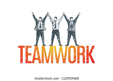 TeamWork. Vector business concept illustration, hand drawn sketch.