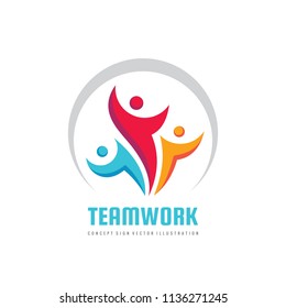 Ilustración creativa del logotipo empresarial del vector de trabajo en equipo. Señal de grupo de personas. Símbolo de los medios sociales. Concepto de amistad. Elementos de diseño