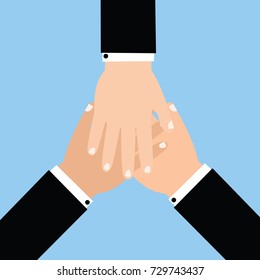 teamwork vector design, hand cohesion vector.