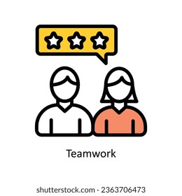 Vector de trabajo en equipo Icono de diseño de esquema relleno. Símbolo de recursos humanos sobre archivo EPS 10 de fondo blanco 