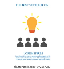 Teamwork vector icon. Business idea discussion meeting.