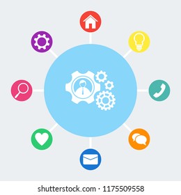 Teamwork vector icon. Gear and businessman sign.
