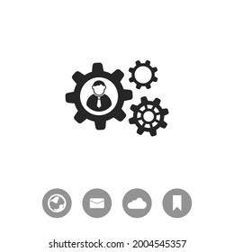 Teamwork vector icon. Gear and businessman sign. Classic flat style. Quality design element.