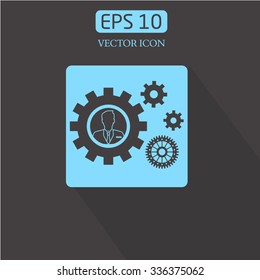 Teamwork vector icon. Gear and businessman sign.