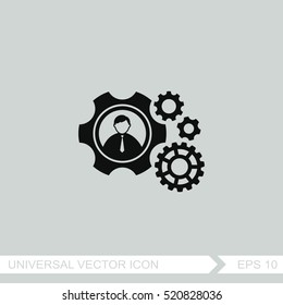 Teamwork vector icon. Gear and businessman sign.