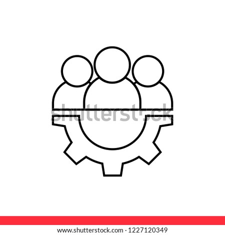 Teamwork vector icon, gear symbol. Simple, flat design for web or mobile app