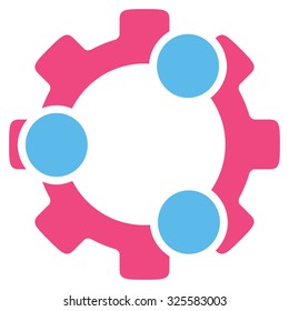 Teamwork vector icon. Style is bicolor flat symbol, pink and blue colors, rounded angles, white background.