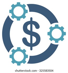 Teamwork vector icon. Style is bicolor flat symbol, cyan and blue colors, rounded angles, white background.