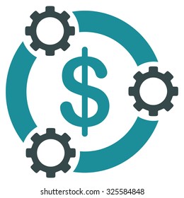 Teamwork vector icon. Style is bicolor flat symbol, soft blue colors, rounded angles, white background.