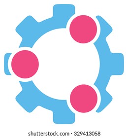 Teamwork vector icon. Style is bicolor flat symbol, pink and blue colors, rounded angles, white background.