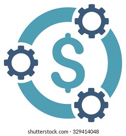 Teamwork vector icon. Style is bicolor flat symbol, cyan and blue colors, rounded angles, white background.