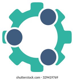 Teamwork vector icon. Style is bicolor flat symbol, cobalt and cyan colors, rounded angles, white background.
