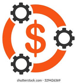 Teamwork vector icon. Style is bicolor flat symbol, orange and gray colors, rounded angles, white background.