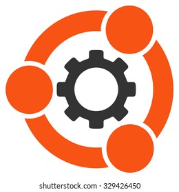 Teamwork vector icon. Style is bicolor flat symbol, orange and gray colors, rounded angles, white background.