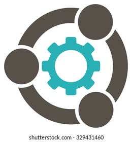 Teamwork vector icon. Style is bicolor flat symbol, grey and cyan colors, rounded angles, white background.