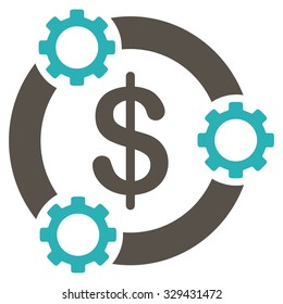 Teamwork vector icon. Style is bicolor flat symbol, grey and cyan colors, rounded angles, white background.