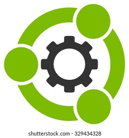 Teamwork vector icon. Style is bicolor flat symbol, eco green and gray colors, rounded angles, white background.