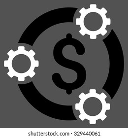 Teamwork vector icon. Style is bicolor flat symbol, black and white colors, rounded angles, gray background.
