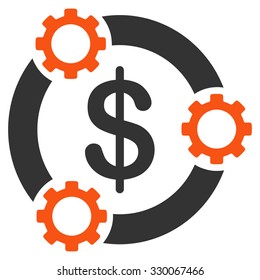 Teamwork vector icon. Style is bicolor flat symbol, orange and gray colors, rounded angles, white background.