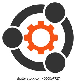 Teamwork vector icon. Style is bicolor flat symbol, orange and gray colors, rounded angles, white background.