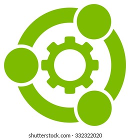 Teamwork vector icon. Style is flat symbol, eco green color, rounded angles, white background.