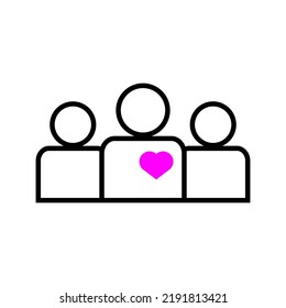 Icono vector de trabajo en equipo. Equipo de gente simple símbolo aislado. la gente firma, un patrón lineal en el fondo blanco