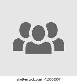 Teamwork Vector Icon. Three Businessman Silhouette. Team Of People Simple Isolated Symbol Sign.