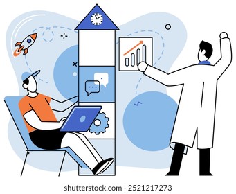 Teamwork vector illustration. Creativity drives innovation and sets businesses apart from their competitors Corporate culture influences level teamwork and collaboration within organization Setting