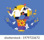 Teamwork vector illustration, Idea of working together. Business profit and financial growth concept