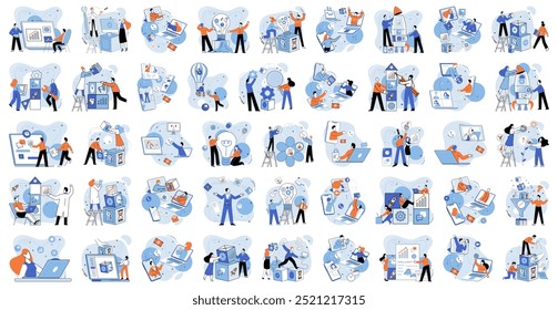 Teamwork vector illustration. Innovative ideas drive successful marketing strategies and business growth The projects success depends on effective teamwork and collaboration Continuous improvement
