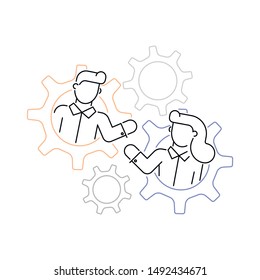 Teamwork vector illustration outline style