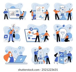 Teamwork vector illustration. Setting clear targets and goals helps team stay focused and motivated The teamwork concept emphasizes value collective problem solving and shared responsibility