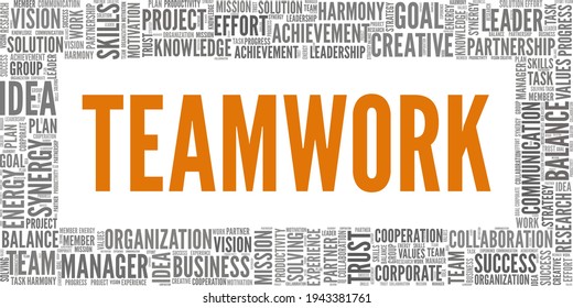 Teamwork vector illustration word cloud isolated on a white background.