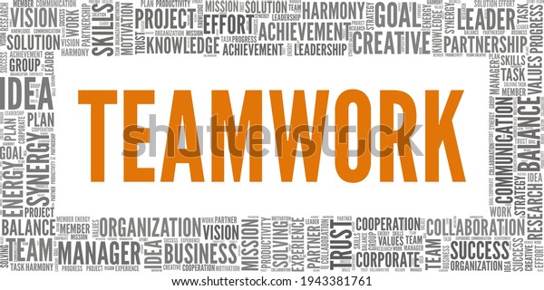 Teamwork Vector Illustration Word Cloud Isolated Stock Vector (Royalty ...