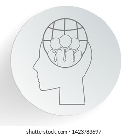 Teamwork vector line icon. Creative mindset concept. Web design, apps, software and print usage