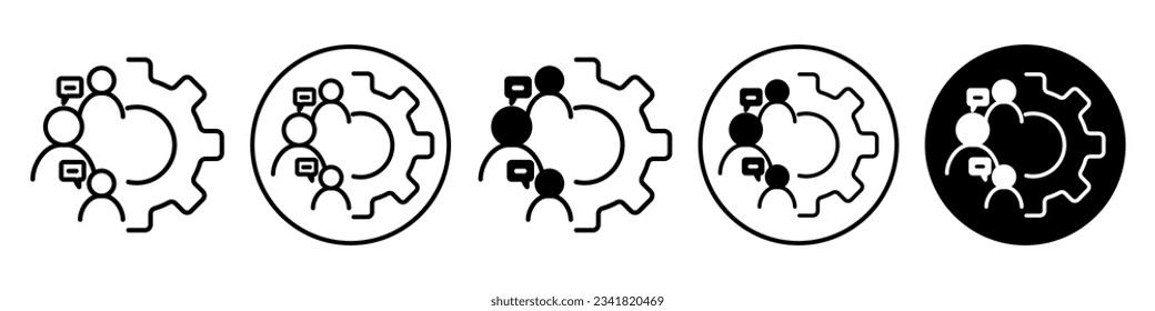 Teamwork Vector Line symbol Icon. Flat outlined business meeting progress group sign set collection. Management staff of company worker union or partner club help or support web app ui icon