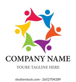 Projeto de modelo de logotipo de vetor de trabalho em equipe