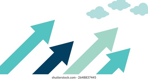 teamwork vision path goal success. study horizons company work finding ways develop. people stand profit, growth arrows look binoculars, big telescope spyglass in search new ideas