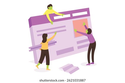 Teamwork in Web Design and Development – Flat Vector Illustration