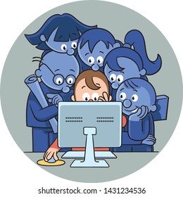 Teamwork of white collar employees