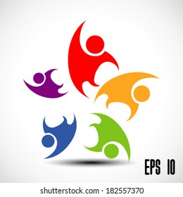 Teamwork Winner 5 Design Icon Vector