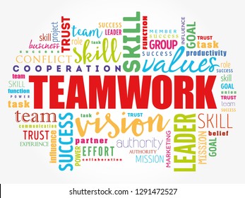 Teamwork word cloud collage, business concept background