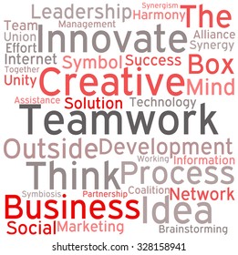 Teamwork word cloud on a white background. 
