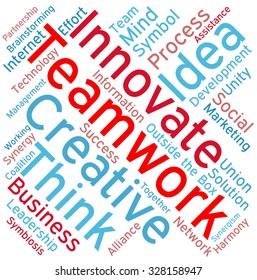 Teamwork word cloud on a white background. 