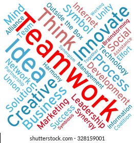 Teamwork word cloud on a white background. 