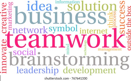 Teamwork word cloud on a white background. 