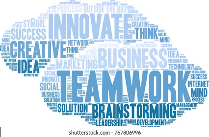 Teamwork word cloud on a white background. 