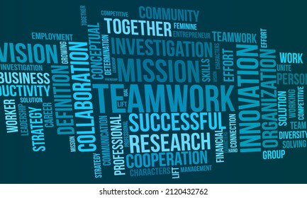 Teamwork word cloud template. Business concept vector background.